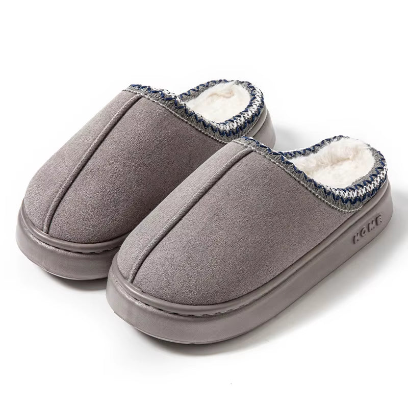 Men Women Indoor Outdoor Home Wooden Floor Warm for Slippers Suede Lace EVA Sole Cross-Border Trade Soft Fur for Couples